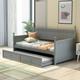 Wood Daybed Twin with Trundle, Twin Size Daybed Frame with Trundle/Twin Bed Frame, No Box Spring Needed, Grey