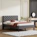 Upholstered Platform Bed Frame with Tufted Button Headboard, Linen Platform Bed with Wood Slat Support, No Box Spring Needed