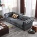 Vintage Faux Leather Upholstered Sofa, Tufted 3 Seater Sofa Couch with Round Arms & Seat Cushions, for Living Room, Bedroom