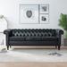 83.66 Inch Classic 3 Seater Sofa PU Leather Tufted Sofa Couch with Silver Studs Trim, for Living Room, Hotel, Office, Studio
