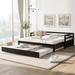 Daybed w/Trundle Wood Extendable Day Bed Frame Twin to Double Twin Daybeds Wooden Sofa Beds for Living Room Bedroom,Espresso