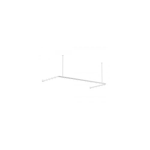 Alu Duschvorhangstange Weiss 70x165x70 cm barrierefrei passend für Badewanne, U-Form, inkl. Deckenhalterungen, inkl. Ringe