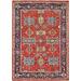 Hand Knotted Red Heriz with Wool Oriental Rug (4' x 5'7") - 4' x 5'7"