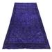 Hand Knotted Purple Overdyed & Vintage with Wool Oriental Rug (4' x 10'6") - 4' x 10'6"