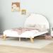 White-Cute Wooden Full Size Bed for Kids, Teens, Girls, Boys Platform Bed