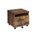 Brown Wooden Filing Cabinet Under Desk - 1 Drawer and Universal Wheels - Suitable for Laws and Letters