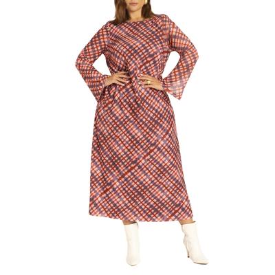 Plus Size Women's Back Surplice Jersey Dress by ELOQUII in Hand Painted Plaid (Size 14)