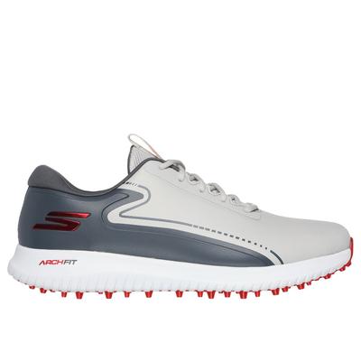 Skechers Men's GO GOLF Max 3 Shoes | Size 9.5 | Gray/Red | Synthetic/Textile | Arch Fit