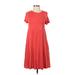 Lord & Taylor Casual Dress - A-Line Crew Neck Short sleeves: Red Print Dresses - Women's Size X-Small Petite