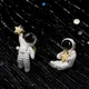 Boucles d'oreilles d'astronaute asymétriques pour femmes mignonnes ciel étoilé étoile spatiale