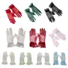 Delicate Stretchy Lace Gloves Full Finger Gloves Party Gloves Wrist Length Gloves Short Tulle Gloves