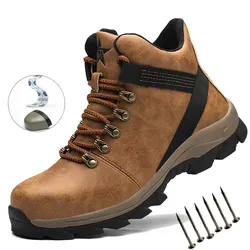 Bottes de travail en cuir imperméables pour hommes bottes de sécurité pour hommes chaussures de