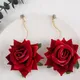 Délicat Rose Boucles D'oreilles Jolie Rose Rouge Dangle Boucles D'oreilles À La Main Léger Bijoux