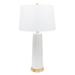 Everly Quinn Bottomley Table Lamp Ceramic/Linen in White | 30 H x 6.5 W x 6.5 D in | Wayfair D24F8021F1D84209B6EC77608ACF2491