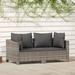 vidaXL 2 Piece Patio Lounge Set with Cushions Gray Poly Rattan