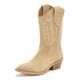 Cowboy Boots LASCANA Gr. 43, beige Damen Schuhe Cowboystiefel Schlupfstiefel aus hochwertigem Leder