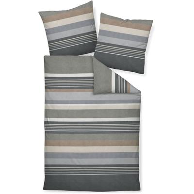 Bettwäsche JANINE "Feinbiber65140 08", grau (opalgrau), B/L: 155cm x 220cm, , Feinbiber, B/L: 80cm x 80cm, Feinbiber, Obermaterial: 100% Baumwolle, Bettwäsche, mit Reißverschluss Image