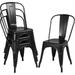 Metal Dining Chairs Set Of 4 Black High Back Industrial Chairs Indoor/Outdoor Chic Dining Bistro Cafe Side Barstool Bar Chair Coffee Chair