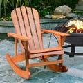 Glavbiku Rocking Adirondack Chair Outdoor Patio Furniture for Garden Walnut Adult