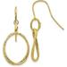 14K Yellow Gold Polished and Textured Shepherd Hook Earrings - 30mm- Made In Italy