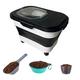 Rice Food Storage Container 30 Lbs Collapsible Dog Food Storage Container with Locking Lid Rolling Wheel Large Airtight Cereal Dispenser Cat Food Flour Plastic Kitchen Pantry Bin Black
