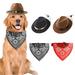 CSCHome Pet Dog Cowboy Hat and Bandana Set Dog Cat Cowboy Costume for Birthday Christmas Holiday Party Photo Cosplay and Daily Wearing(Black hat+Red Bandana)