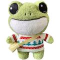 Frog Plush 11.8-inch Frog Stuffed Animal Toy Soft Cute Variety Cartoon Green Frog Plushie with Cloths and Bag Standing Stuffed Frog Gift for Kids Girls Boys Green-c