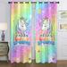 CUH 1 Pair Unicorn Kids Bedroom Blackout Window Curtain Grommmet Room Darkening Curtain Eyelet Ring Top Window Drape Curtain Panel