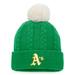 Women's Fanatics Branded Kelly Green Oakland Athletics Cable Cuffed Knit Hat with Pom