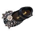 Toddler Shoes Summer Children Dance Shoes Girls Dress Performance Princess Shoes Light Breathable Sequins Pearl Bow Buckle ( Color: Black Size: 33 )