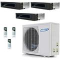 Multi Zone Mini Split Ductless Air Conditioner Tri 3 Zone 12000 18000 18000-Pre-Charged Inverter Compressor Slim Duct US Parts & Tech Support