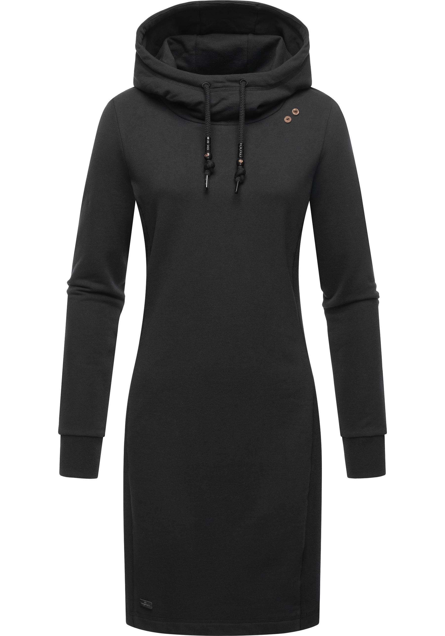 Sweatkleid RAGWEAR "Sabreen", Damen, Gr. S (36), Normalgrößen, blau (schwarz), Obermaterial: 75% Baumwolle, 22% Polyester, 3% Elasthan, bequem ca. Mitte Oberschenkel, Rundhals, Ärmel ohne Ärmelschlitz Rippbündchen, Kleider, Langärmliges Baumwoll... Image