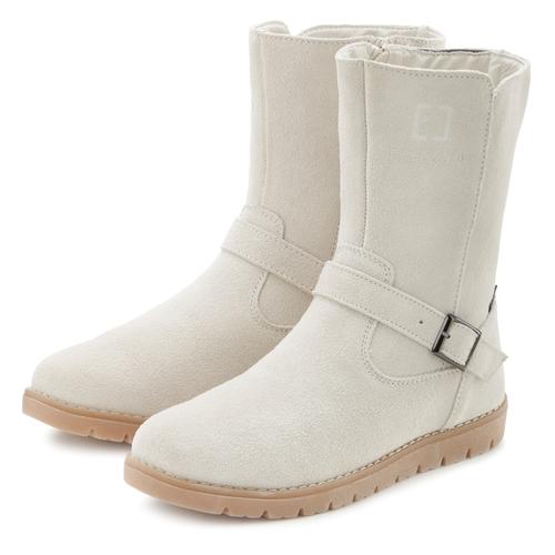 Winterstiefel ELBSAND Gr. 35, beige Damen Schuhe Boots,Winterstiefelette,Leder, wind- & wasserabweisende Tex-Membran