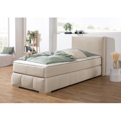 Boxspringbett "Wehma", beige, B:110cm L:213cm, Struktur fein (100% Polyester), GUIDO MARIA KRETSCHMER HOME & LIVING, Komplettbetten, Boxspringbett, inkl. Topper in 3 verschiedenen Matratzen, auch in Samtstoff Image