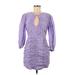 Franco Casual Dress - Mini Crew Neck 3/4 sleeves: Purple Solid Dresses - Women's Size Medium