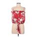 Johanna Ortiz x H&M Sleeveless Blouse: Red Floral Tops - Women's Size Medium