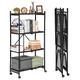 H JINHUI 4-Tier Foldable Shelving Units, Metal Shelving Units with Wheels, Heavy Duty Shelving Unit Rack for Storage, Shelving Organizer Rack for Kitchen, Garage and Laundry Bathroom