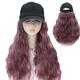 hooded wigs Synthetic Wig Hat Long Curly Wavy Brown Blonde Hair Extension Black Cap With Hair Natural Adjustable Baseball Cap Wig wig (Color : H3)