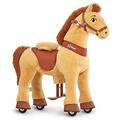 PonyCycle Essential Model E Rocking Pony Toy with Brake Ride-on Horse for Toddler (Light Brown/Size 4 for Age 4-8) Pony Scooter Outdoor Indoor Toys for Boys Girls - E436