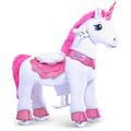 PonyCycle 2023 New Model E Riding Unicorn Toy with Brake (Pink Unicorn/Size 3 for Age 3-5) Indoor and Outdoor Scooter Ride-on Toy for Kids - E312