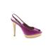 Cole Haan Heels: Slingback Stilleto Cocktail Party Purple Print Shoes - Women's Size 8 - Peep Toe