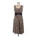 Perceptions Casual Dress - A-Line Scoop Neck Sleeveless: Brown Color Block Dresses - Women's Size Medium