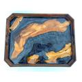 Orren Ellis Epoxy Resin & Wood Serving Tray - Octagonal Edge Serving Tray Wood in Brown | 24 H x 16 W x 3 D in | Wayfair