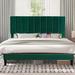 Latitude Run® Nahyma Bed Wood & /Upholstered/Linen in Green/Black | 45 H x 55 W x 77 D in | Wayfair B7E27C66CF6D472198493DB83A210F87