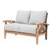 Birch Lane™ Cotesfield 54.25" Wide Outdoor Teak Loveseat w/ Cushions Wood/Natural Hardwoods in Brown/Gray/White | 35.5 H x 54.25 W x 33 D in | Wayfair