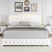 Lark Manor™ Areyon Storage Platform Bed w/ LED Lights Upholstered/Metal/Faux leather in White | 44.48 H x 63.77 W x 84.64 D in | Wayfair