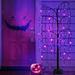 The Holiday Aisle® 4Ft 84LED Black Halloween Willow Tree Decoration w/ Timer 16 Spider Purple Lights Spooky Artificial Tree Scary Ornaments Halloween Decorations Outdo | Wayfair