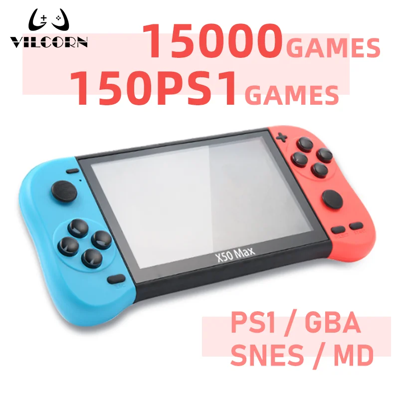 VILCORN X50 MAX Console de jeu Portable pour PS1 jeux rétro lecteur de jeu vidéo pour enfants pour GBA/SNES Console de jeu Audio Portable