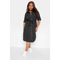 Limited Collection Curve Black Utility Shirt Dress, Women's Curve & Plus Size, Limited Collection