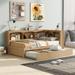 Wood Daybed Sofa Bed with Bookcases/Storage Cabinets, Trundle and USB Charging Station,Twin